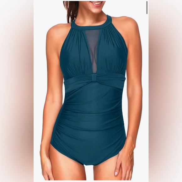 Tempt Me Other - Tempt Me Teal One-Piece Swimsuit With Sheer Back Size 18W NWT